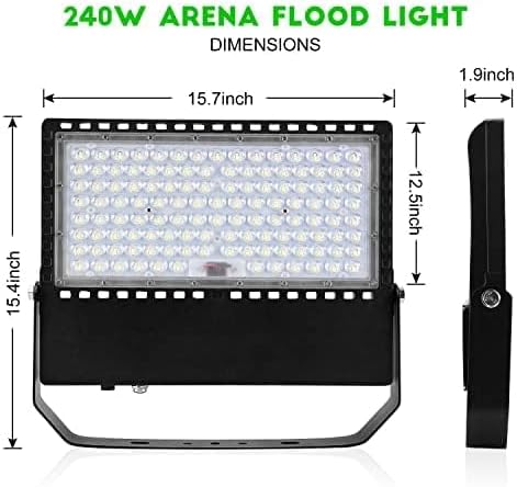 Juyace 240W LED Stadium Lights Outdoor 1500 Watt Equivalent Wider Lighting Angle Led Flood 100-277V 36000LM 5000K Daylight Commercial Arena for Sports Fields and Court (3 Pack)