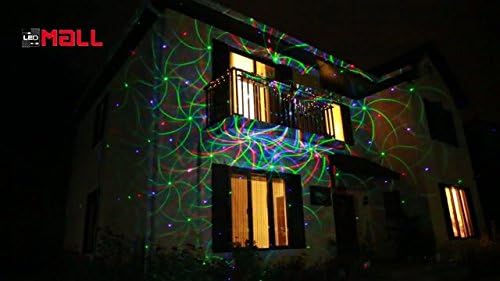 LedMall Motion 8 Patterns in 1 Red Green and Blue Outdoor Christmas Laser Lights Projector with remote control and Security Lock