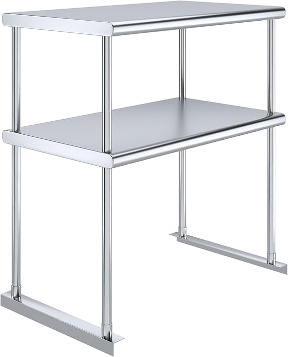 Worktable with Double OverShelf Stainless Steel NSF (30 in. Long x 18 in. Deep)