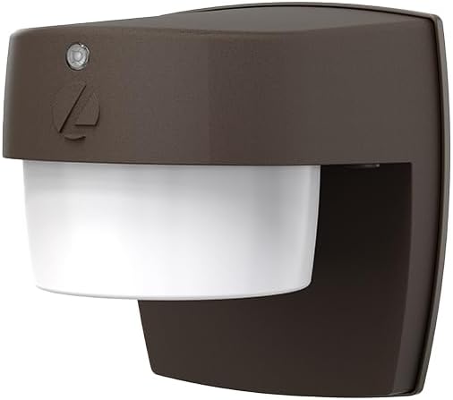 Lithonia Lighting LED Wall Pack Outdoor Light Fixture Wall Sconce for Doorways and Garages 3-in-1 Switchable White Light 3 Diffuser Options Dusk to Dawn Photocell 120V Bronze
