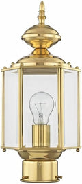 Livex Lighting Lantern 2117-02 Outdoor Post with Clear Beveled Glass Shades Polished Brass