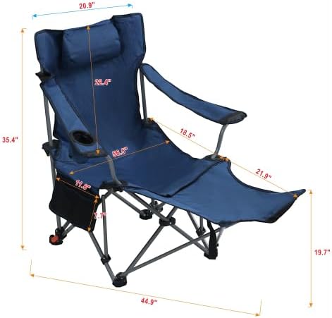 Outdoor Camping Chairs Folding/Portable/Adjustable Reclining Chair(Three-Level Adjustment) Side Pockets &amp Cup HolderCarry Bag