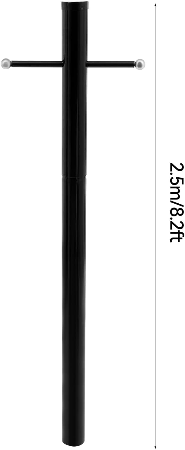 8FT Direct Burial Lamp Post Split Street Light Pole with Cross Arm Lighting Post Fixtures for Pathway Courtyard Parking Lot Fits Standard 3 Post Top Fixtures (8FT 76mm Direct Burial)