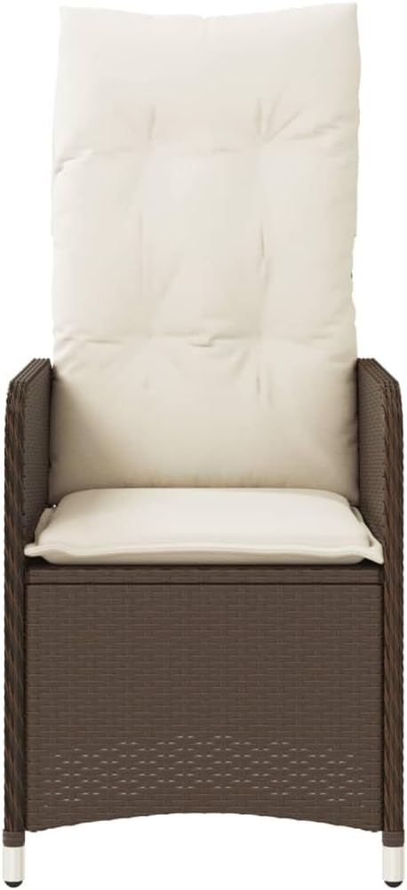 Reclining Garden Chair Set of 2 Brown Adjustable Outdoor Loungers with Side Table Durable Patio Seating for Backyard Relaxation
