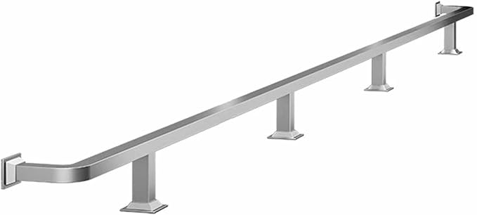 Pub Bar Foot Railing 3 4 5 6 7 ft Square Tube Footrest Rack for Under Counter Stainless Steel Pipe Foot Rest Complete Handrail Shelf Rails(Silver3ft/91cm)