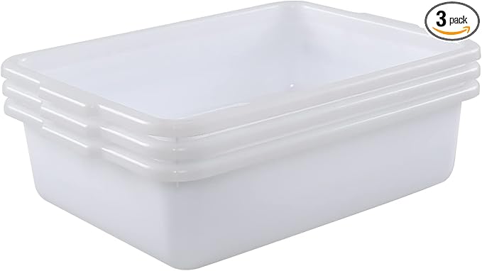 Morcte 3-Pack 13 L Commercial Bus Box Plastic Bus Tub White