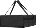 Insulated Pizza Delivery Bag Large Capacity Non-Woven Fabric Thick Foam Padding Heat Retention Water-Resistant Transparent Order Pocket Wristband Opening(Black 50 * 20.5CM)
