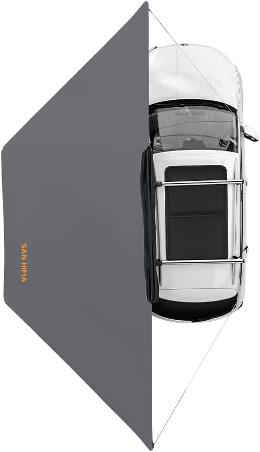 Sanhima 180 Awning Free Standing Built-in LED Light 84 ft² Shelter Car Side Waterproof UV50+ Wind Resistant Driver Passenger Side 180 Degree Vehicle Awning for SUV Van Truck