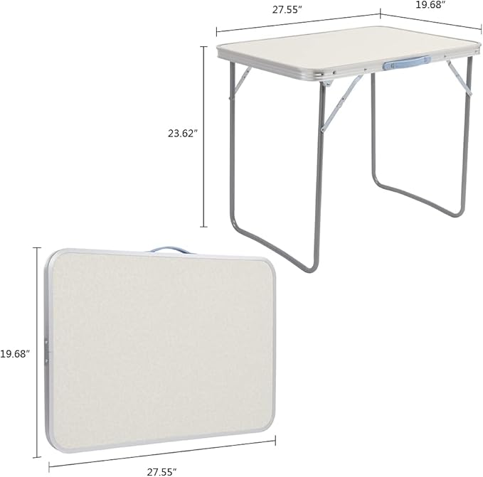 Folding Camping Table2.3FT Aluminum Folding Picnic TableHeavy Duty Utility TableIndoor Outdoor Portable Lightweight Beach with Carrying Handlefor BackyardPicnicPartyBBQ (White)