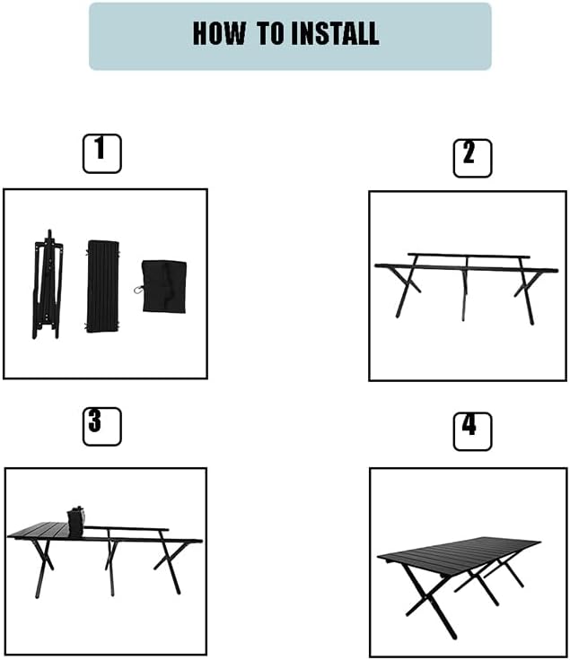 Portable Low Alluminum Roll Up Travel Folding Table for Beach Camping &amp Picnic – Compact Lightweight Multi-Purpose for Indoor &amp Outdoor Use (Black)