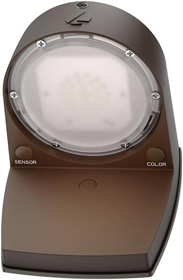 Lithonia Lighting LED Wall Pack Outdoor Light Fixture Wall Sconce for Doorways and Garages 3-in-1 Switchable White Light 3 Diffuser Options Dusk to Dawn Photocell 120V Bronze