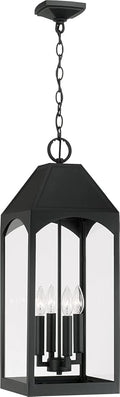 Capital Lighting 946342BK Burton Clear Glass Outdoor Hanging Lantern 4-Light 240 Total Watts 27 H x 10 W Black