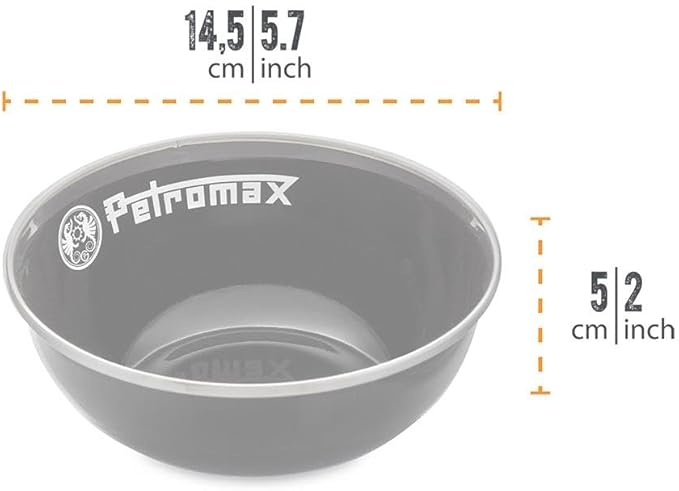 Petromax Enamelware Dinnerware Bowls Traditional Lightweight Enameled Steel Tableware for Kitchen and Camping 2 Pack for Hot or Cold Food 20.3 oz Black