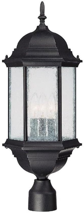 Capital Lighting 9837BK Main Street Seeded Glass Outdoor Post 3-Light 180 Total Watts 24 H x 10 W Black