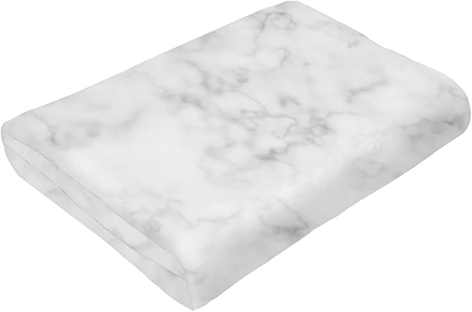 60X50 White and Grey Smoke Marble Lightweight Flannel Blanket - Soft and Breathable Polyester Suitable for Travel Camping and Home Decoration