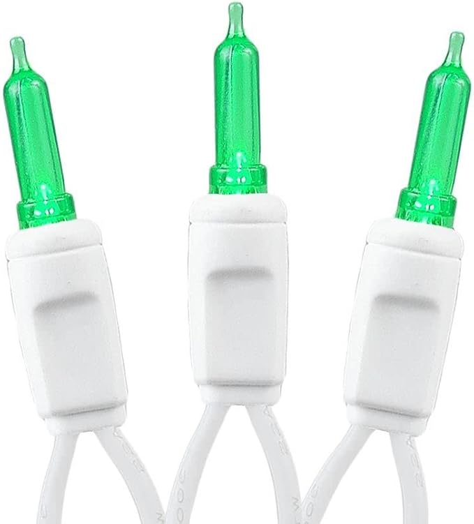 Novelty Lights Vintage Style T5 Green LED Christmas Lights 11.5 Feet White Wire String of 35 Mini Bulbs UL Listed Indoor/Outdoor Tree Lighting