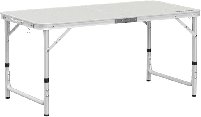 REDCAMP Heavy-Duty Aluminum Frame Camping Table 4ft Large Folding Table (48x24 Inches) with Adjustable Height Portable for Outdoor Picnic Tailgate Party