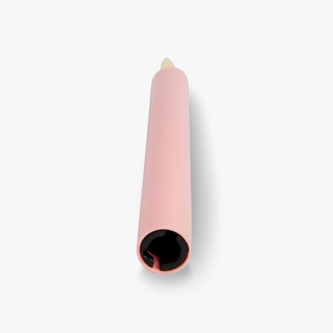 Luminara Flameless Candle Taper (1 x 9.5) Melted Top Real Wax Unscented Remote Ready Timer (Saga Rose)
