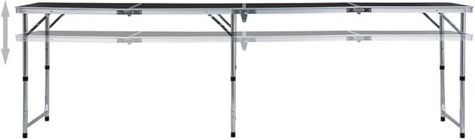 Foldable Camping Table Grey Aluminium 240x60 cm