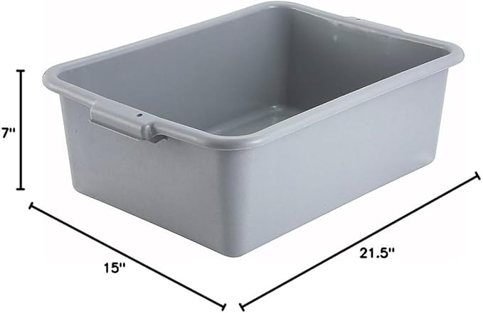 Winco Gray Polypropylene Dish Box 15 Inch x 21.5 Inch x 7 Inch High