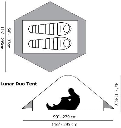 Six Moon Designs Lunar Duo Outfitter 2 Person Ultralight Backpacking Tent. 57 oz Gray. This Hiking or Backpacking Tent Provides Unsurpassed Space Comfort and Durability at The Perfect Price.