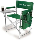 Personalized Embroidered Sports Director Chair with Side Table and Storage Pockets by Picnic Time - Hunter Green