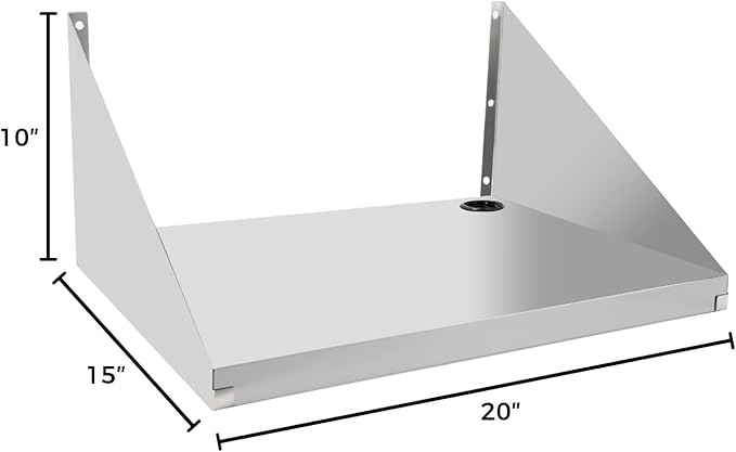 YWTESCH Microwave Shelf Wall Mount 15 x 20 Stainless Steel Commercial Heavy Duty Microwave Shelf 200 lb Commercial Microwave Rack for Restaurant Kitchen Bar and Shop