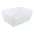 13 Liters Plastic Bus Tray Commercial Wash Basin Bus Tub Set of 4 White