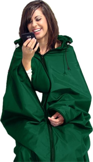 Ultimate SportsWrap - PATENTED - The Only WEARABLE Weatherproof/Stadium/Picnic/Sports Blanket complete with Upper and Lower Zippers Lined &amp Adjustable Hood and Inside Hand Warmers 70 X 58