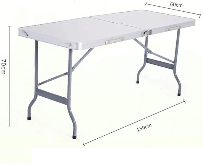 Folding Table-Outdoor Folding Table Aluminum Lightweight Height Adjustable with Storage Organizer for BBQ Party Camping