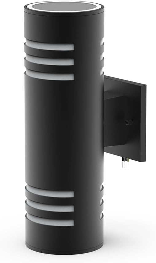 Sytmhoe Cylinder Outdoor Light Fixtures Black Modern Up Down Wall Porch Lights Exterior Wall Sconce Aluminum E26 BaseAnti-Rust Waterproof Wall Lantern for Doorway Garage Patio（1 Pack）