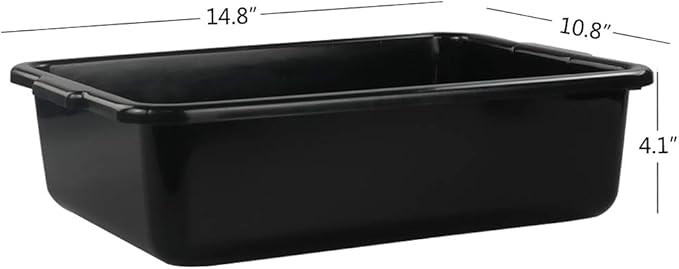 Small 8 L Commercial Tote Box Rectangle Utility Bus Tubs 4-Pack Black