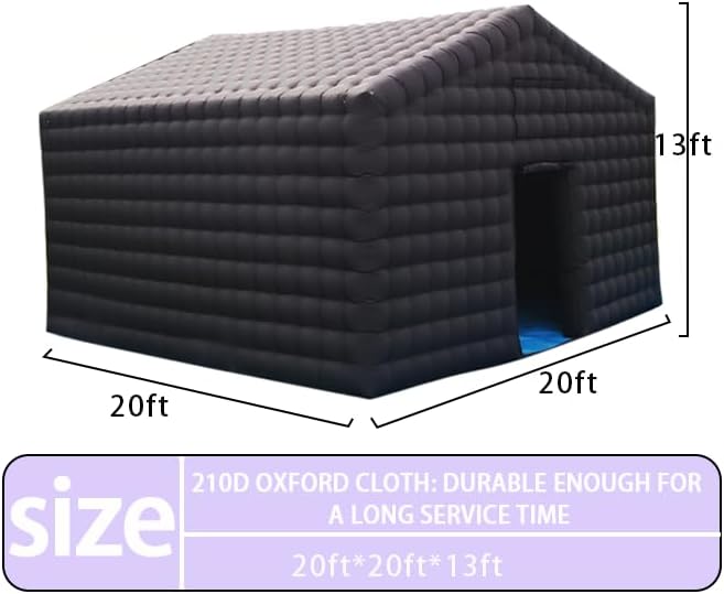 Inflatable Nightclub Tent 20x20ft Heavy-Duty Pop-Up Event Tent for Parties Nightclubs Rentals Commercial-Grade 950W Turbo Fan 210D Oxford Cloth
