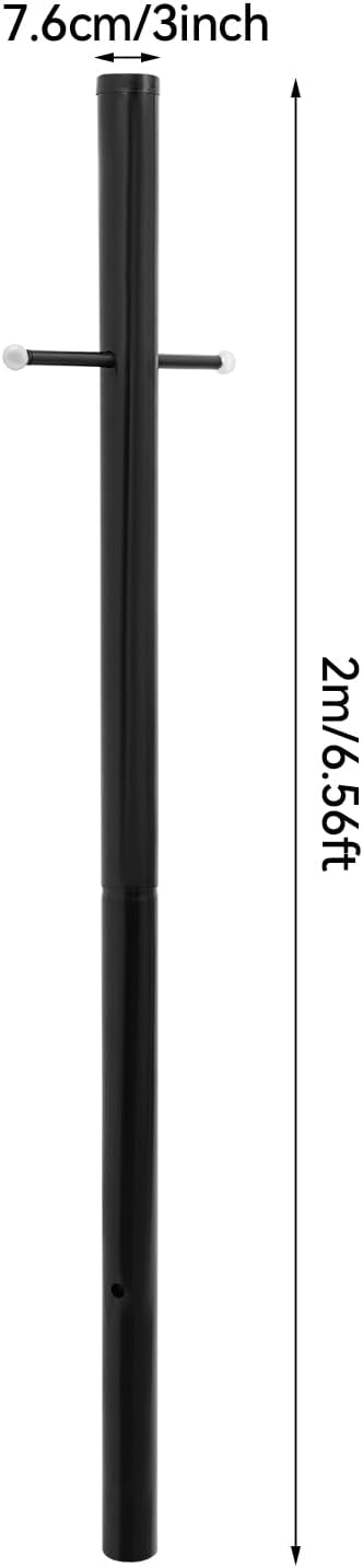 6.5FT Direct Burial Lamp Post Split Street Light Pole with Cross Arm Lighting Post Fixtures for Pathway Courtyard Parking Lot Fits Standard 3 Post Top Fixtures (6.5FT 76mm Direct Burial)
