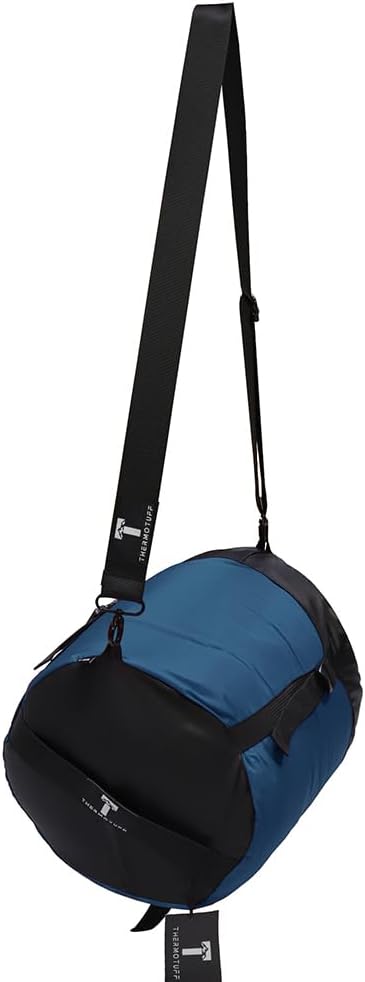 Thermotuff Wearable Sleeping Bag with Dual Hoodie Long Sleeves Pockets &amp Adjustable Drawstring - Ideal for Camping Cold Weather Hiking and Stadium Sak Blanket (Blue L-XXL)