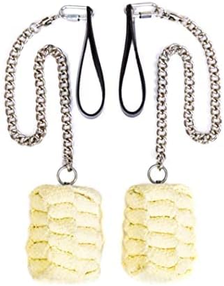 FIRE MECCA Fire Poi Set – 3 Inch Woven Kevlar MoonBlaze Heads – Set of 2 – Custom Length – Twist Link Chain – Flow Spinning Circus Dance Prop – for Festivals &amp Performances