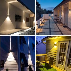 20W Outdoor Wall Light Modern Waterproof 6500K Porch Light Adjustable Up &amp Down Beam 2 Pack - YY-BD-020
