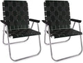 Lawn Chair USA - Outdoor Chairs for Camping. Made with Lightweight Aluminum Frames and UV-Resistant Webbing. Folds for Easy Storage 2- Pack (Black with Black Arms Magnum)