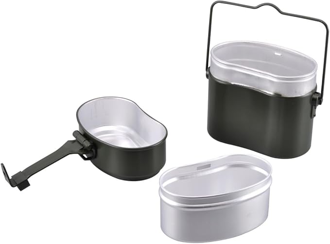 PLAA Type 78 Military Style Alumilum Alloy Mess Kit Survival Cookware Set Equipment for Camping 3 in 1