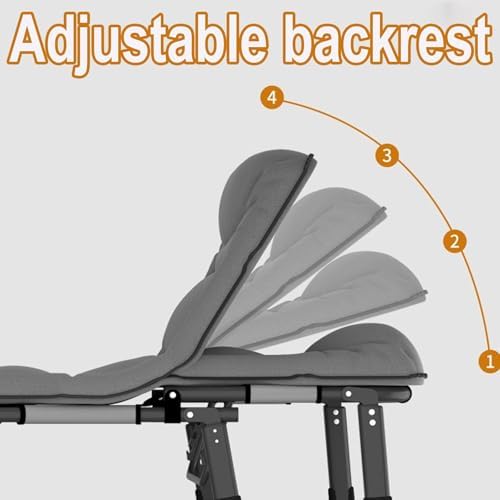 Portable Folding Adult BedAdult Folding Bed Portable Bed for Adults Queen Size Camping Cot Four-Position Adjustable Backrest 3D Headrest Folding Bed Made of Metal for Home Nap Beach Travel