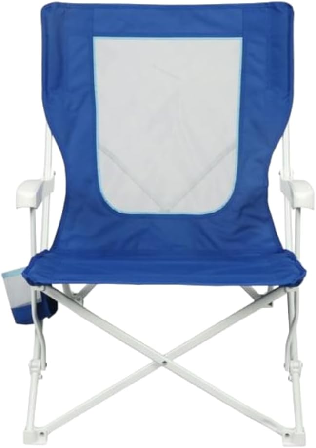 Folding Hard Arm Beach Bag Chair Blue New