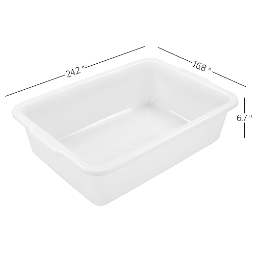 4 Packs 35 L Large Bus Tub Plastic Commercial Utility Bus Boxes Set White
