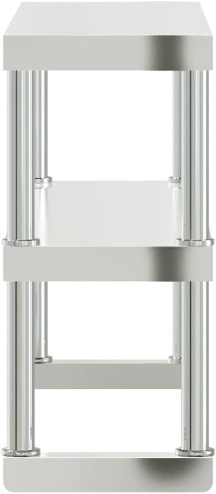 Stainless Steel Work Table Overshelf 2-Tier 43.3x11.8x25.6 for Kitchen Restaurant Prep Space Durable Mountable Storage Rack