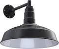 Steel Lighting Co. | Dusk to Dawn | Gardena Barn Light | Outdoor Wall Mounted | 16 Dome | 11 Straight Arm | Farmhouse Light Made in America | Matte Black Exterior/White Interior