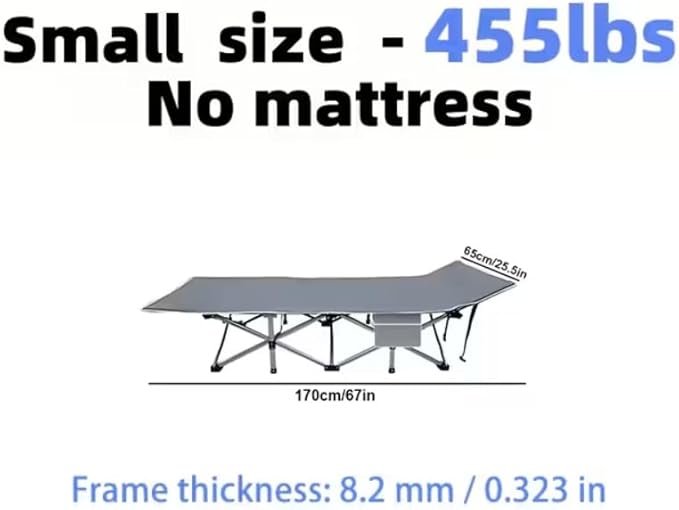 DEYUI Portable Adult Sleeping Bed Frame with Mattress | 755/655/55/455/355 lbs Weight Capacity Foldable Guest/Camping Bed Ideal for Teenagers and Adults (No Mattress 455lbs)