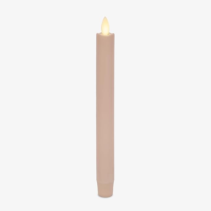 Luminara Flameless Candle Taper (1 x 9.5) Melted Top Real Wax Unscented Remote Ready Timer (Dusky Rose)