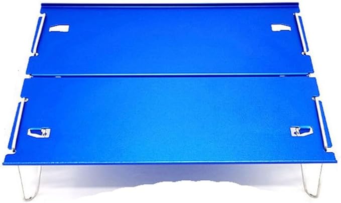 Outdoor Aluminum Alloy Folding Table Camping Portable Barbecue Table Hand Mini Table(Blue)