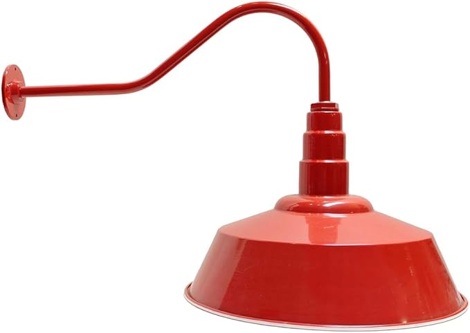 AGB101-AS20-RED Gooseneck Barn Light - Red Outdoor Dome with Incandescent Downlight | Wall-Mount Fixture for Patios Gardens Pathways and Large Outdoor Living Spaces