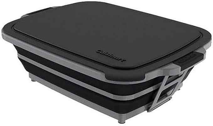 4-in-1 Expandable Prep &amp Serve Tub - 3 Gallon Collapsible Marinating and Brining Container with Cutting Board Lid - Gray