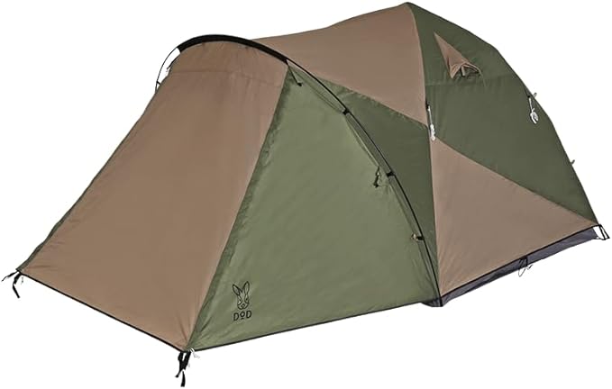 DOD The 1Pull Dome Tent - 3 Person Instant Setup Camping Tent - Waterproof Pop Up Dome Tent with Large Footprint Awning and Front Storage Chamber - Tan